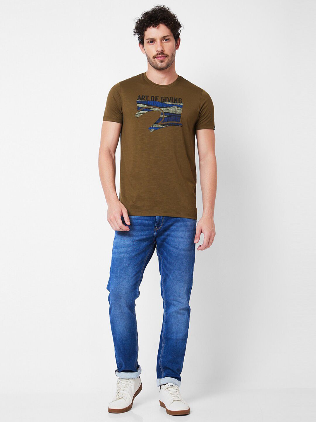 SPYKAR Round Neck Printed Cotton Slim Fit T-shirt