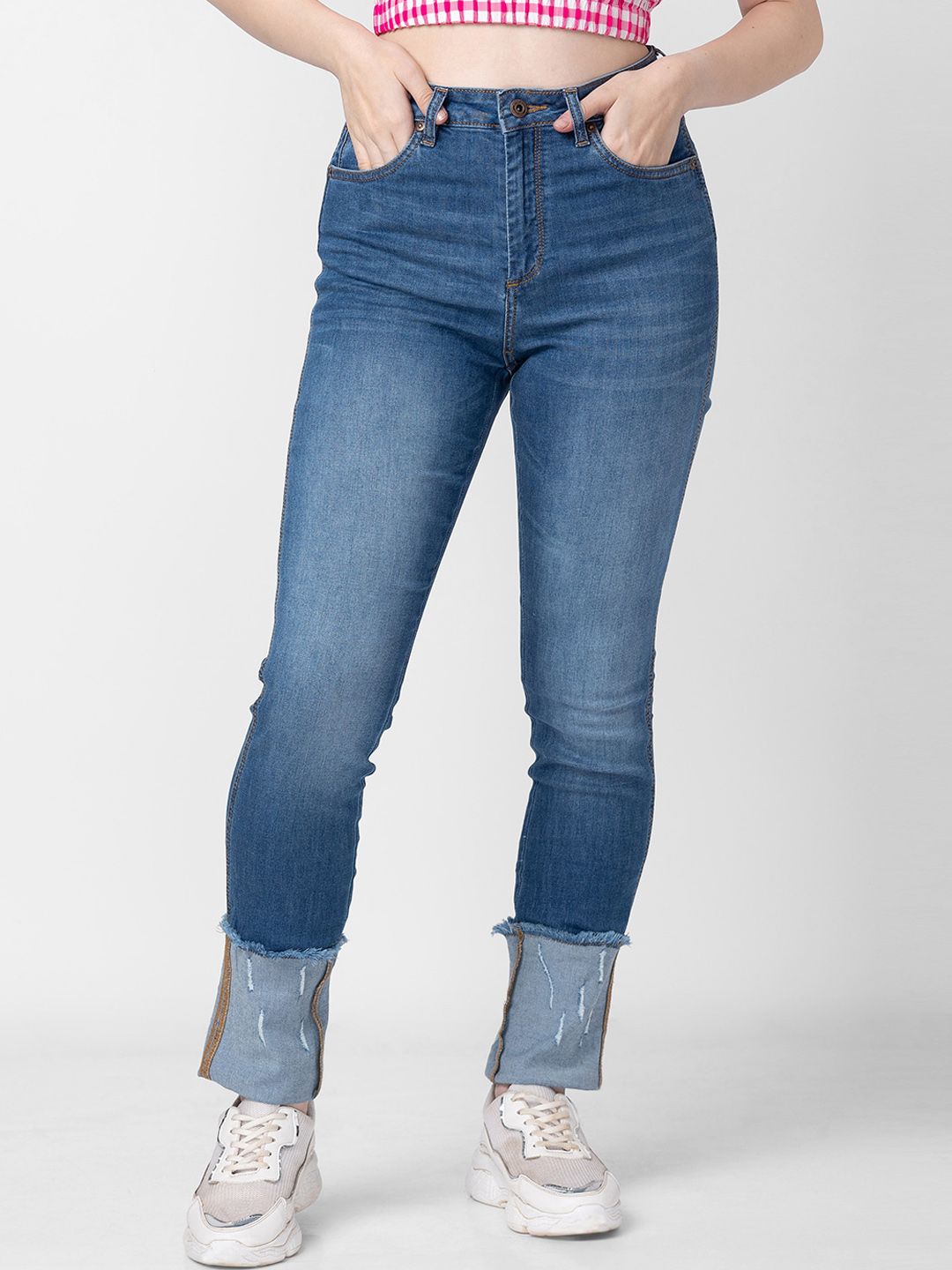 Being Human Women Straight Fit High-Rise Mildly Distressed Heavy Fade Jeans