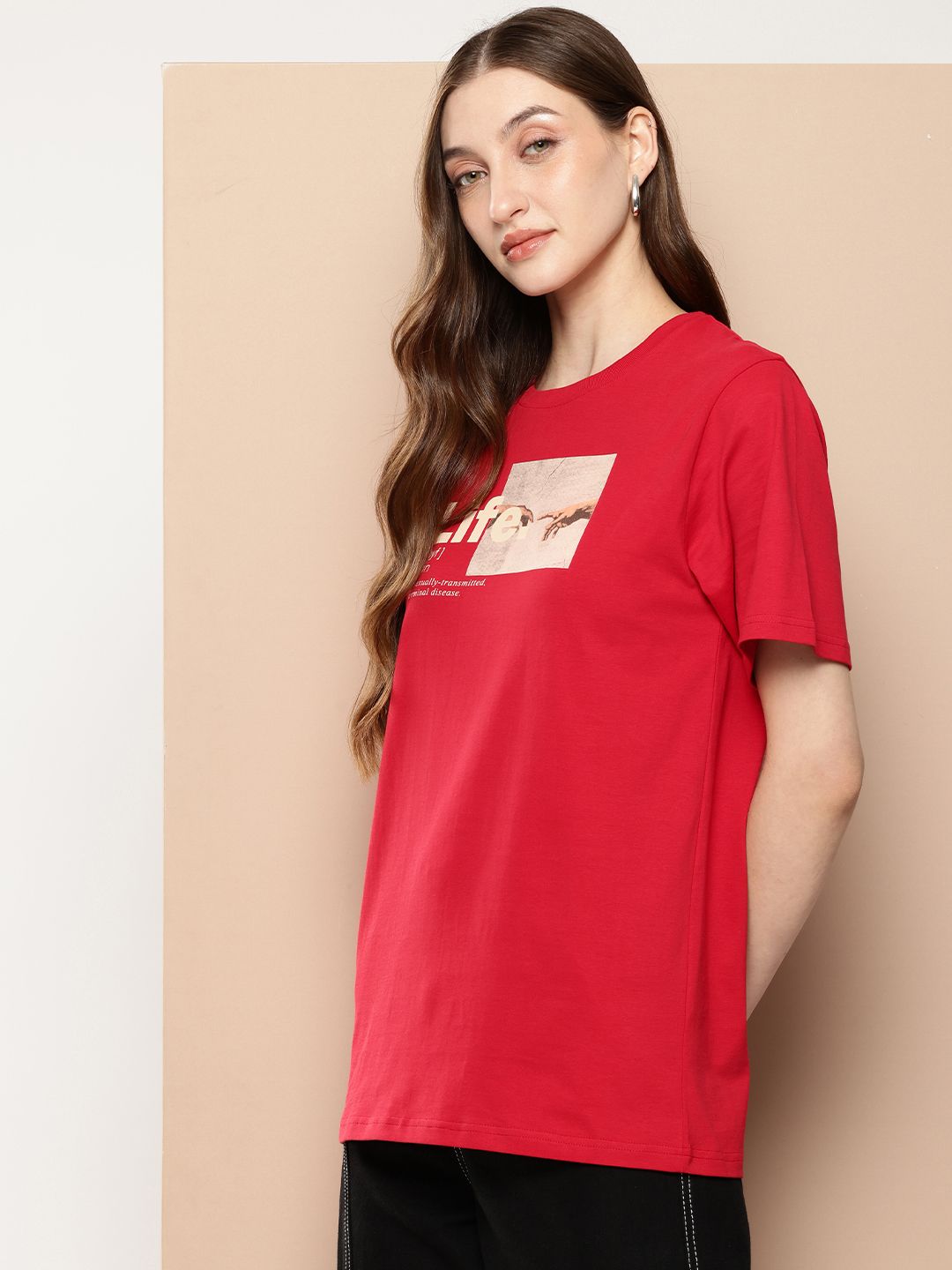 Difference of Opinion Printed Oversized Pure Cotton T-shirt