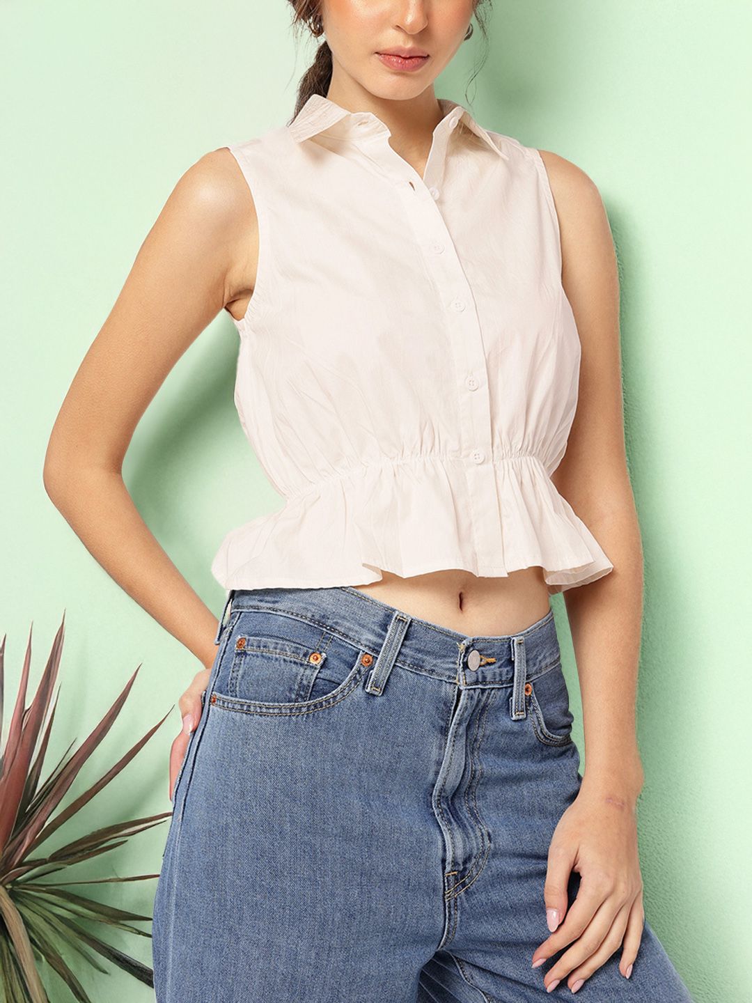 DressBerry Dreamy Delight Cinched Waist Shirt Style Top