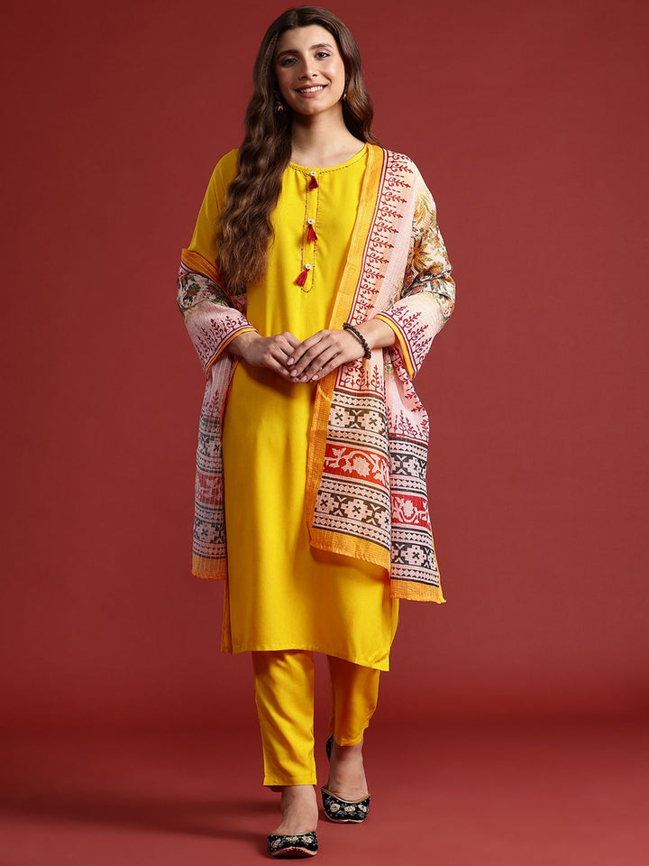 Anouk Tasseled Gotta Patti Kurta with Trousers & With Dupatta