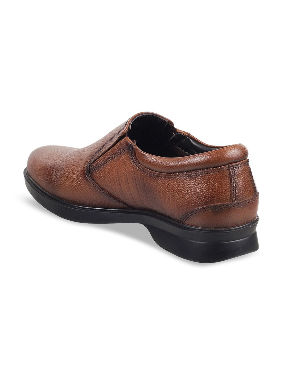 Mochi Men Tan Brown Textured Slip-On Shoes