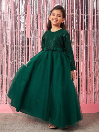 pspeaches Girls Embellished Sequinned Fit & Flare Lace Maxi Dress