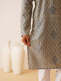 SOJANYA Motif Etnik Bersulam Benang Biasa Bekerja Kurta Kapas Tulen dengan Churidar