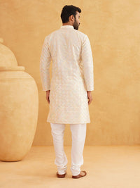 SOJANYA Geometric Embroidered Regular Kurta With Churidar