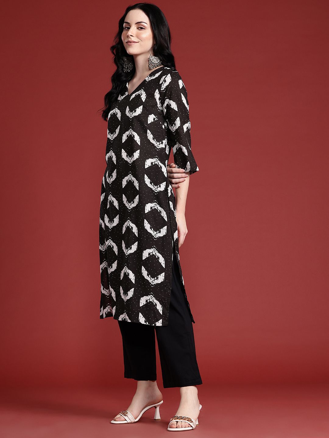 Anouk Geometric Printed Pure Cotton Kurta
