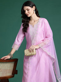 Indo Era Ethnic Motifs Embroidered Thread Work Liva Kurta with Trousers & With Dupatta