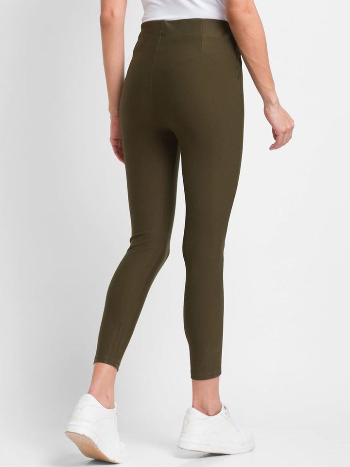 SPYKAR Women Olive Green Cotton Track Pants