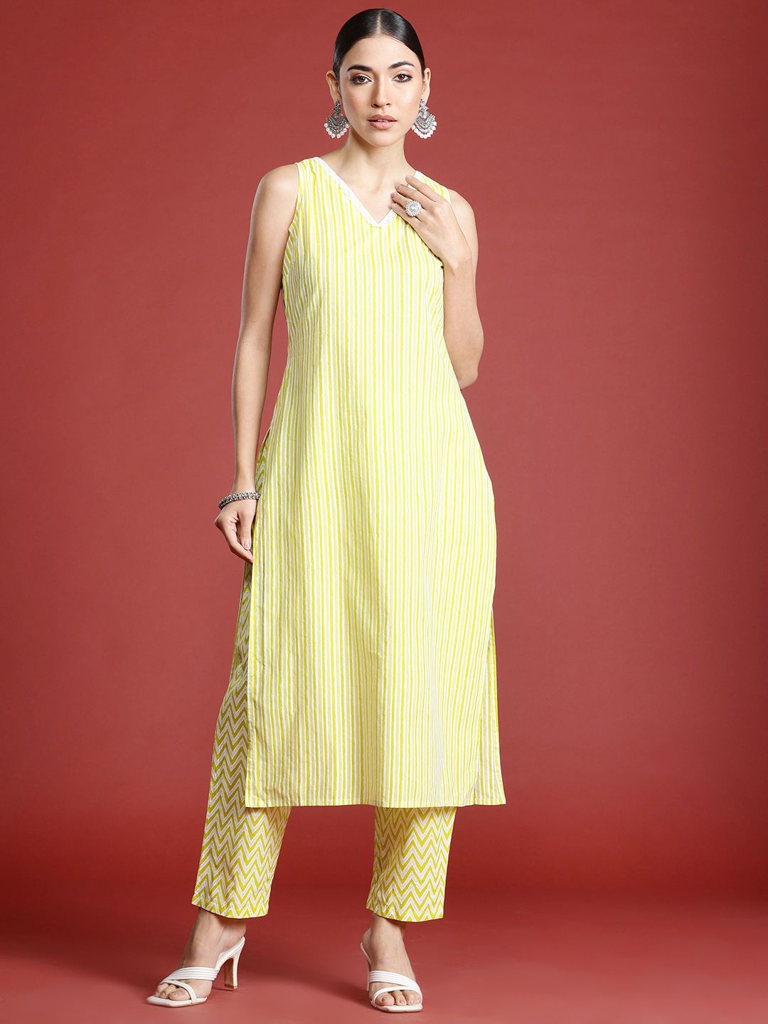 Indo Era Women Printed Pure Cotton Kurta with Trousers