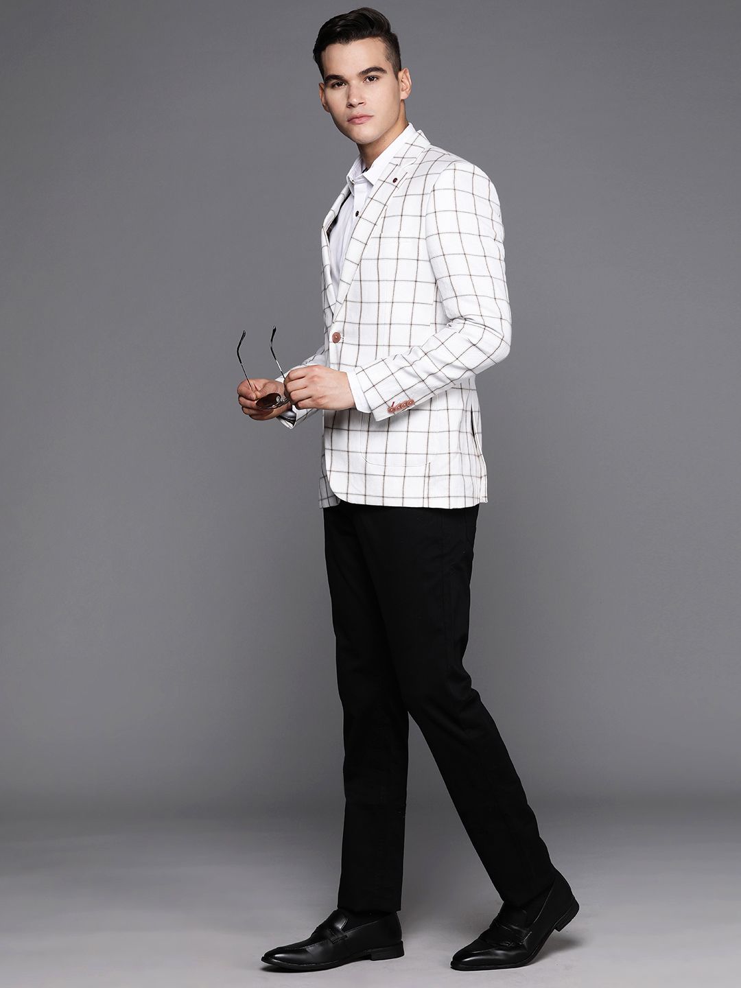 Raymond Checked Single-Breasted Blazer