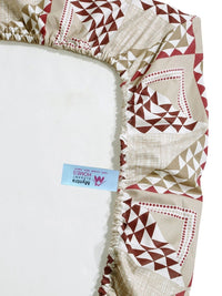 Myntra Elegant Homes Beige Geometric 400 TC Cadar Tempat Tidur Single dengan 1 Sarung Bantal