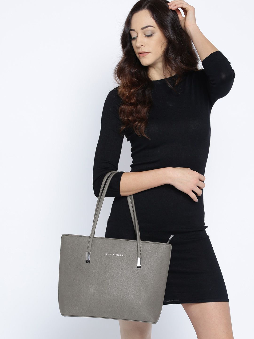 Lino Perros Grey Solid Shoulder Bag