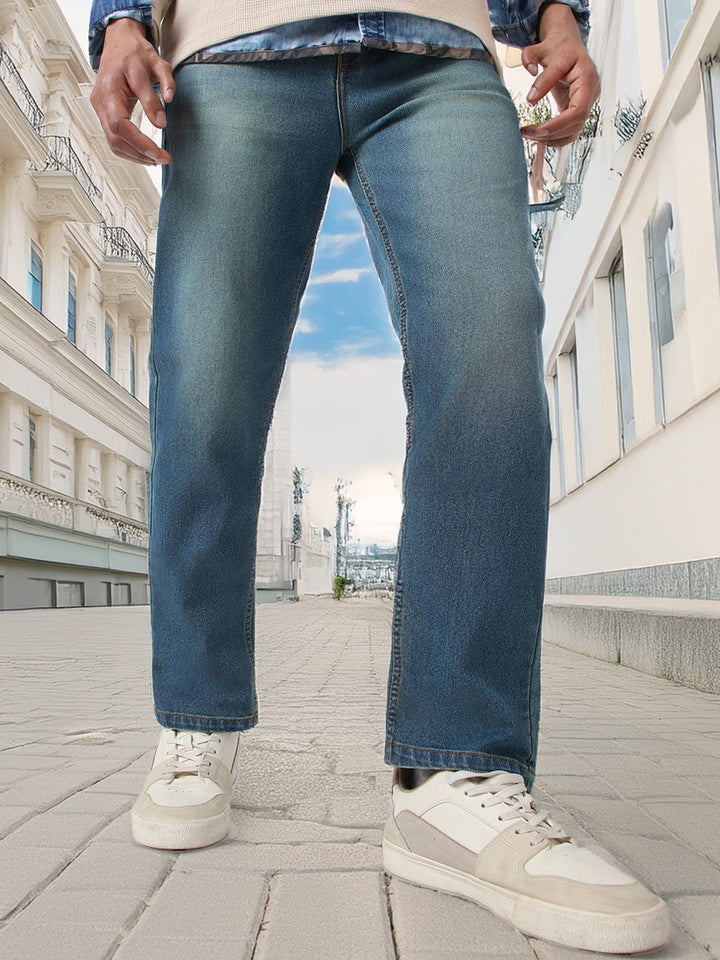 Urbano Fashion Men Straight Fit Heavy Washed Jeans Stretchable
