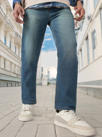 Urbano Fashion Men Straight Fit Heavy Washed Jeans Stretchable