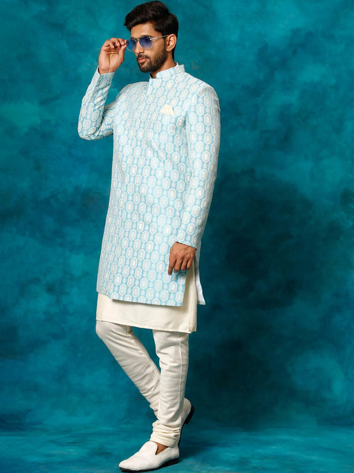 VASTRAMAY Embroidered Indo Western Sherwani Set