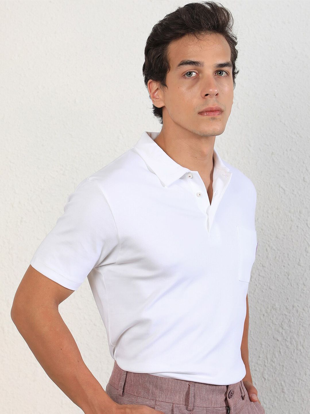 RARE RABBIT Men Mirim Polo Collar Slim Fit Pure Cotton T-Shirt