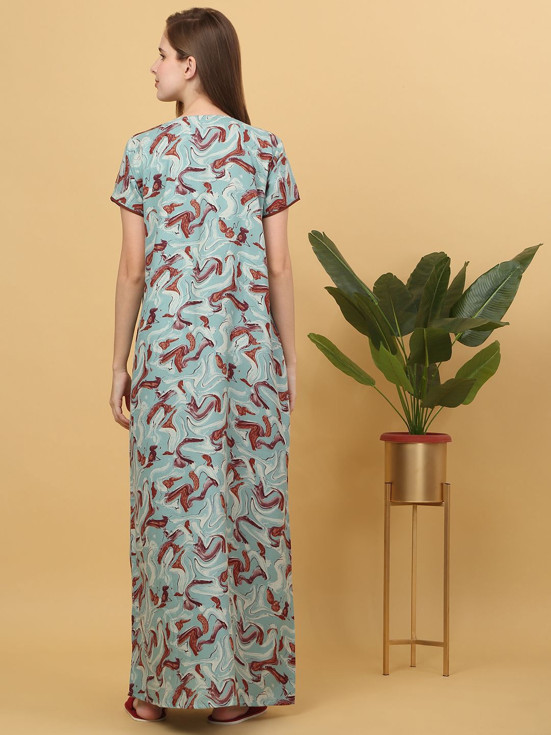 Sweet Dreams Printed pure cotton Maxi Nightdress