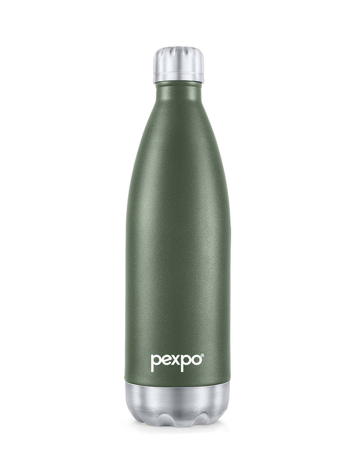 Pexpo ELECTRO ISI Certified Thermosteel 1L 24 Hrs Hot & Cold Green Water Bottle 1000ml