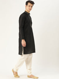 SOJANYA Lelaki Hitam Solid Kurta Lurus