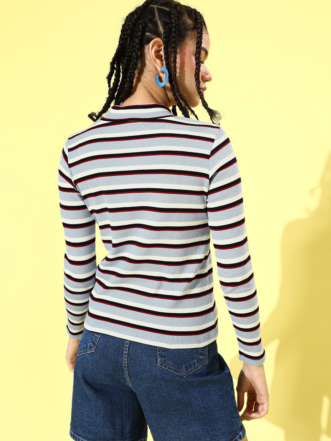 SASSAFRAS Women Stunning Blue Geometric Top