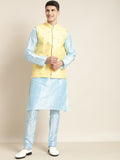 SOJANYA Mandarin Collar Straight Regular Kurta With Pyjamas & Nehru Jacket