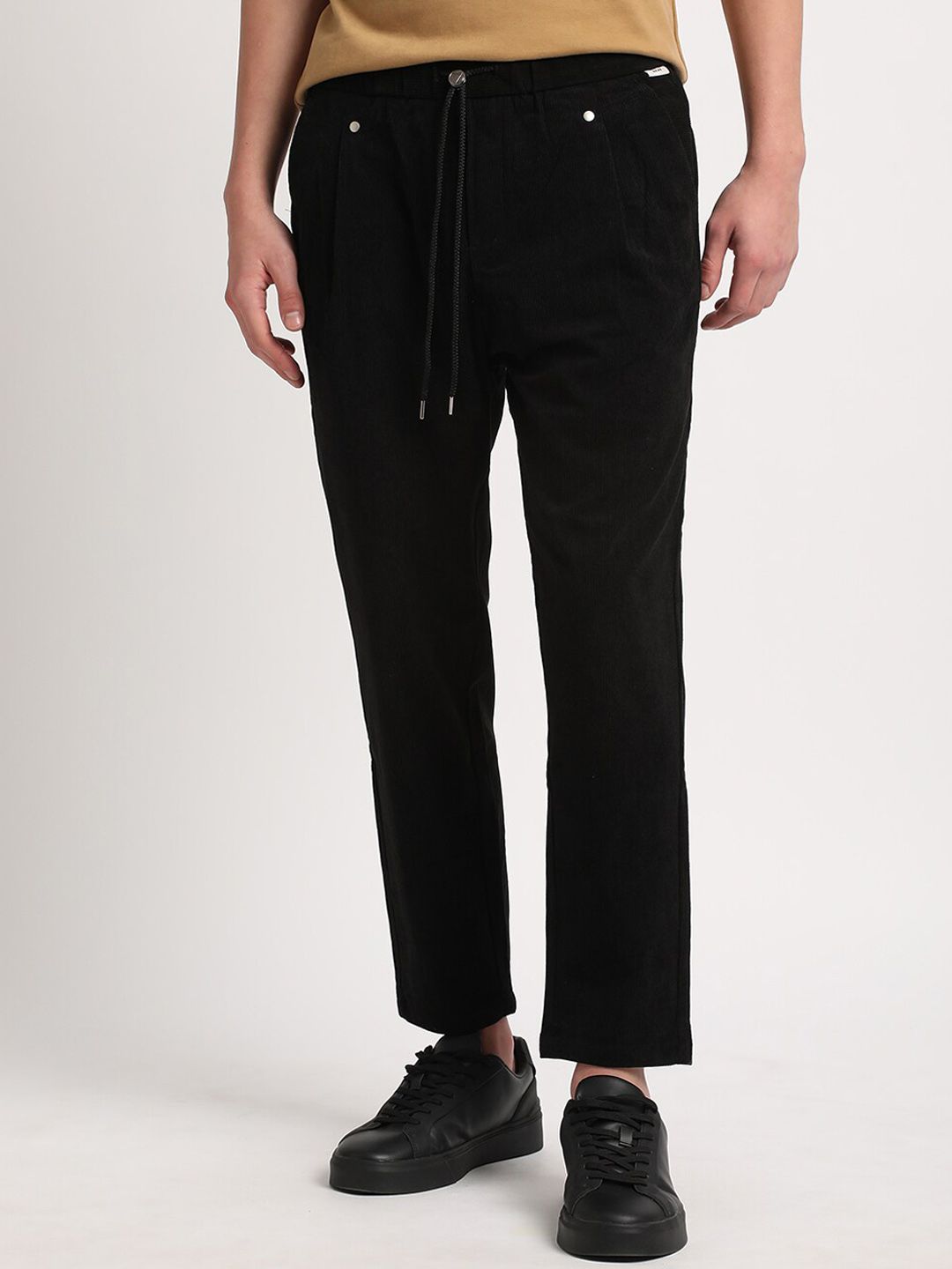 THE BEAR HOUSE Men Relaxed Loose Fit Corduroy Cotton Regular Trousers