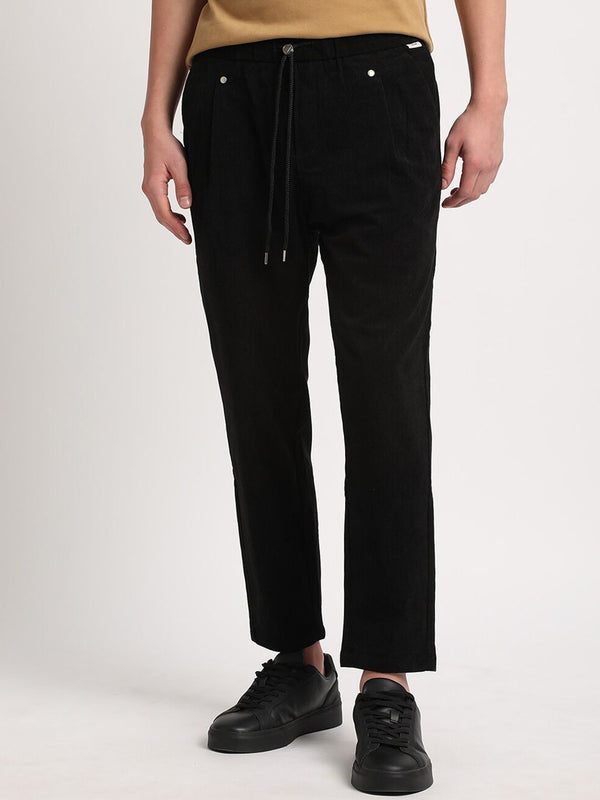 THE BEAR HOUSE Men Relaxed Loose Fit Corduroy Cotton Regular Trousers