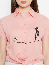 Berrylush Women Pink Embroidered Shirt