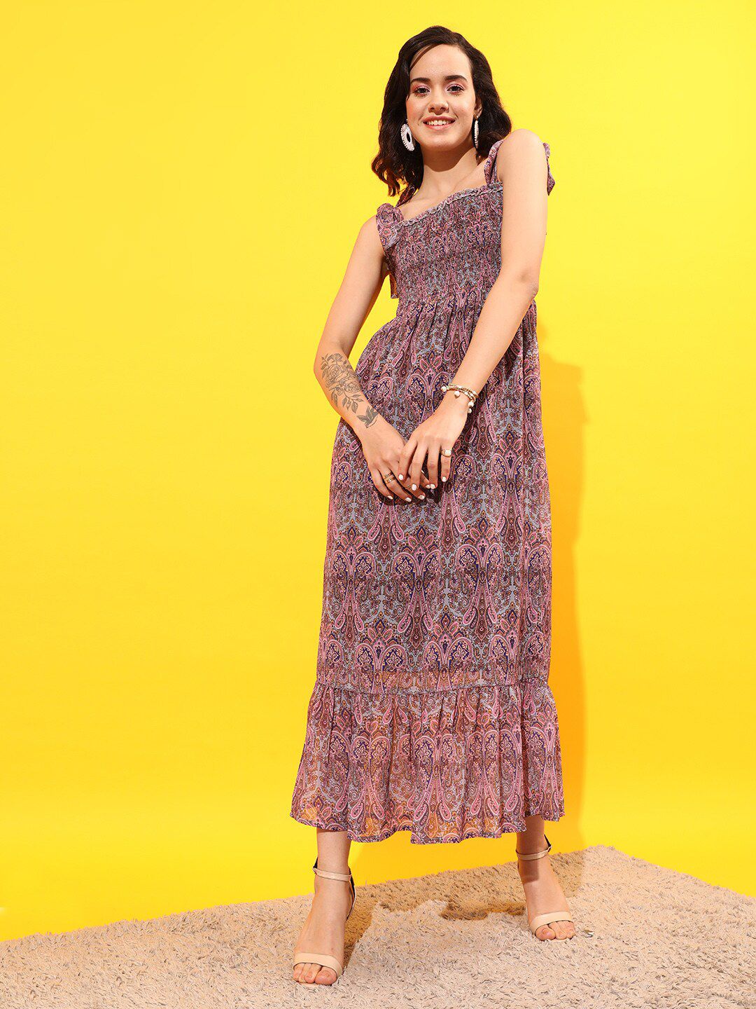 STREET 9 Ethnic Motifs Printed Maxi Dress