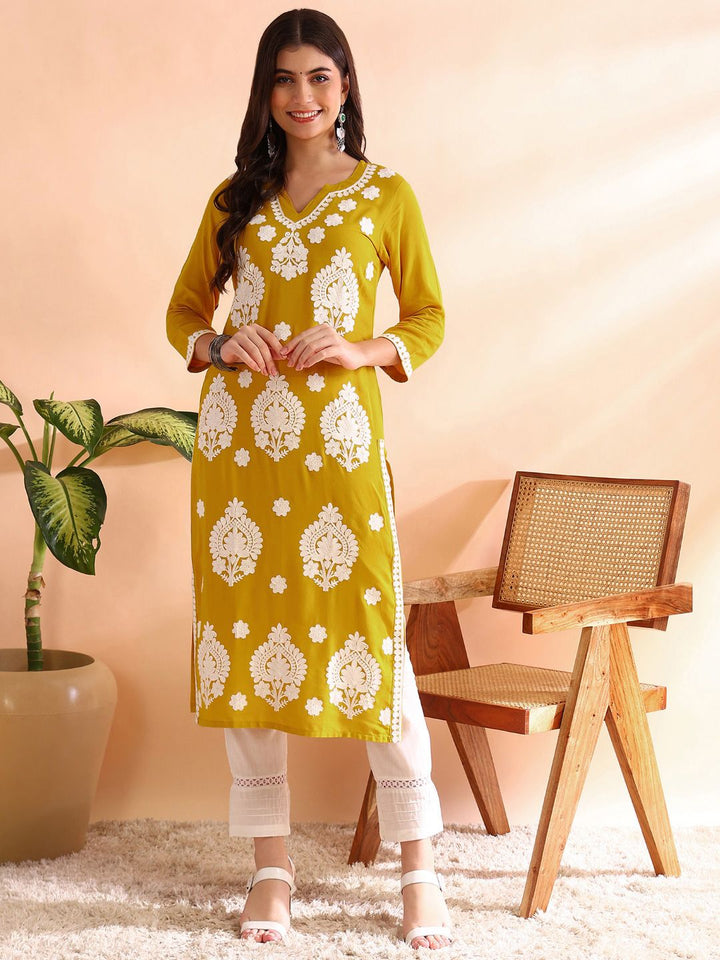 KALINI Floral Embroidered Straight Kurta