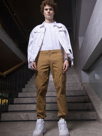 The Indian Garage Co Men Slim Fit Solid Cargos Joggers