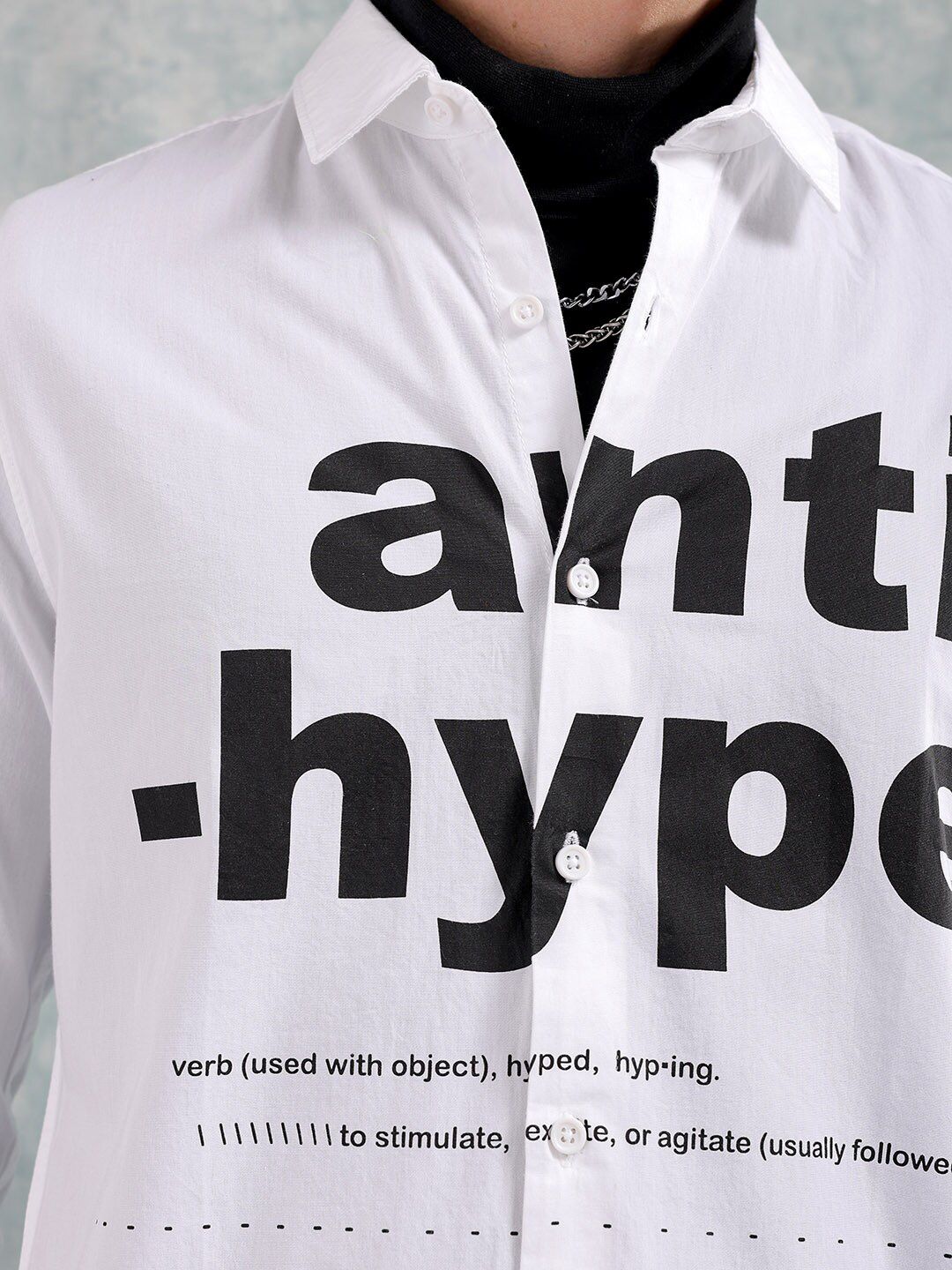 The Indian Garage Co Slim Fit Typography Printed Pure Cotton Casual Shirt