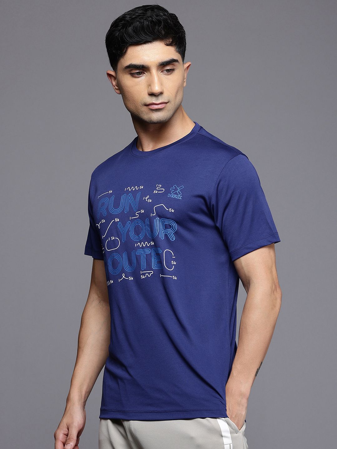 HRX by Hrithik Roshan Printed Rapid Dry Antimicrobial Finish Running T-shirt