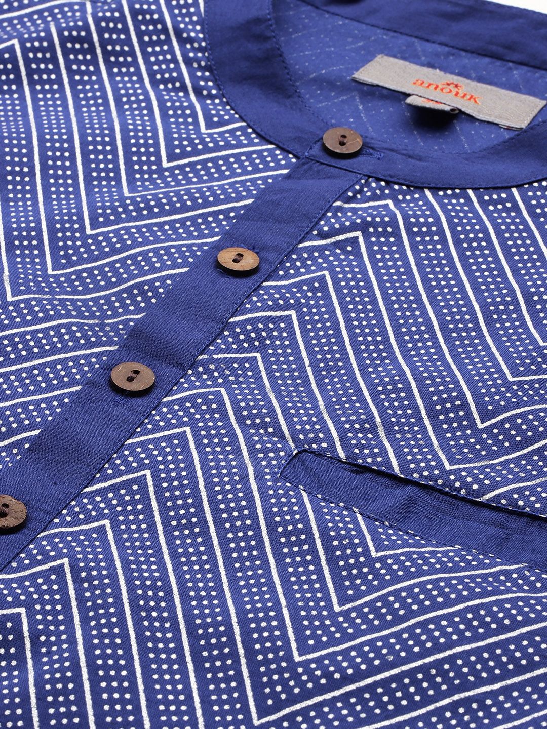 Anouk Chevron Printed Indigo Kurta