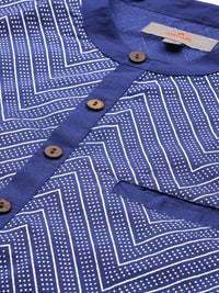 Anouk Chevron Printed Indigo Kurta