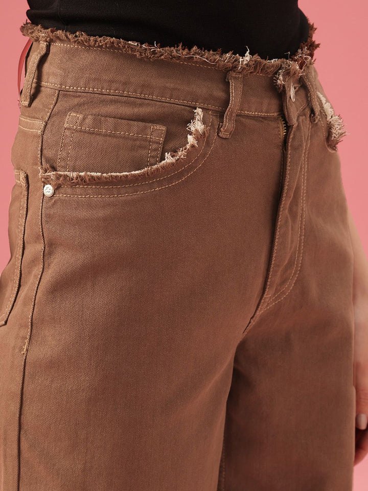 DressBerry Women Baggy Wide Leg High-Rise Light Fade Stretchable Jeans