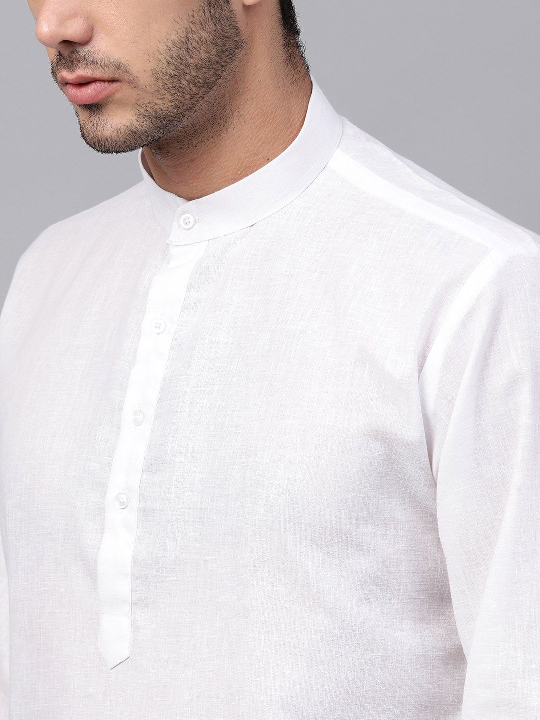 SOJANYA Men White Solid Straight Kurta
