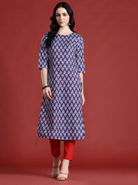 Anouk Floral Printed Boat Neck Straight Kurta