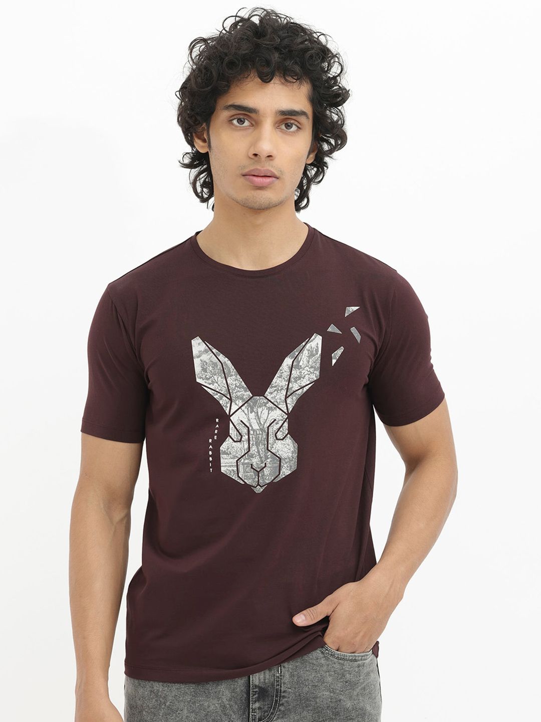 RARE RABBIT Men Arbor Regular Fit Graphic Printed Round Neck Cotton T-Shirt