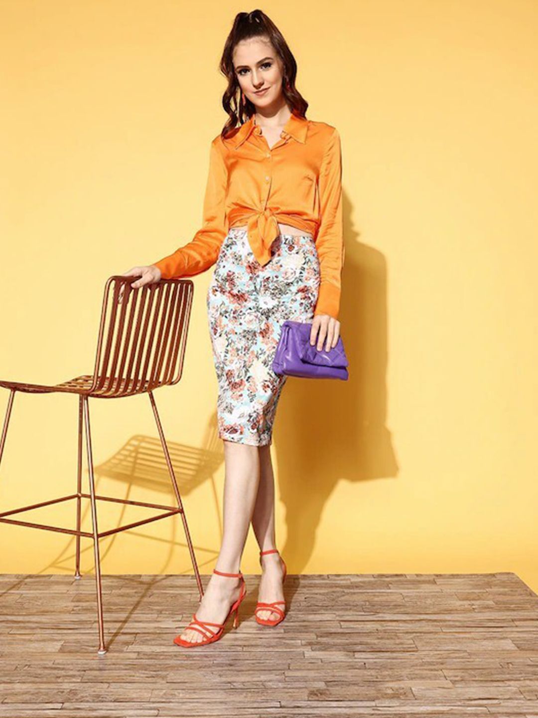 Berrylush Blue Floral Indie Gal Skirt