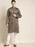 SOJANYA Floral Woven Design Jacquard Kurta With Churidar