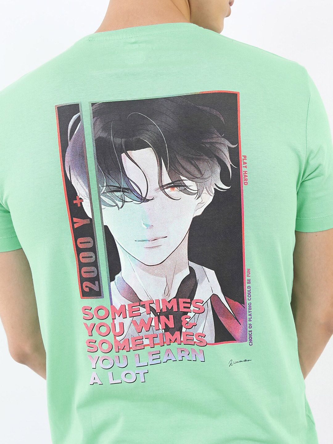 HIGHLANDER Men Green Printed Raw Edge Slim Fit T-shirt