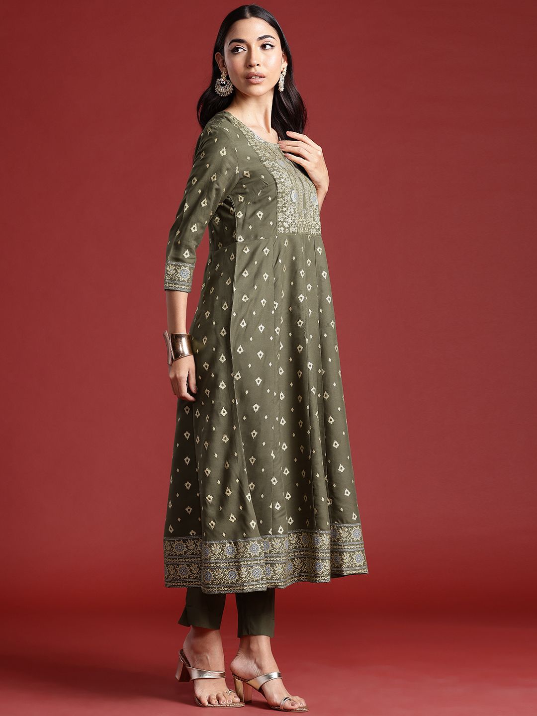 Anouk Women Ethnic Motifs Printed Regular Kurta with Trousers & Dupatta