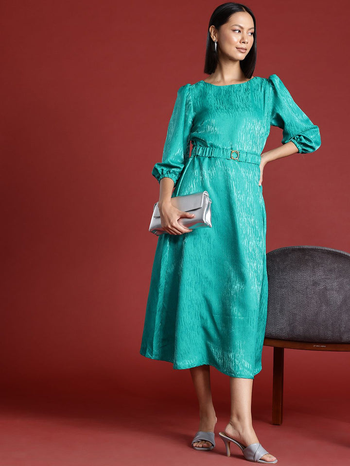 all about you Self-Design A-Line Midi Dress with Belt