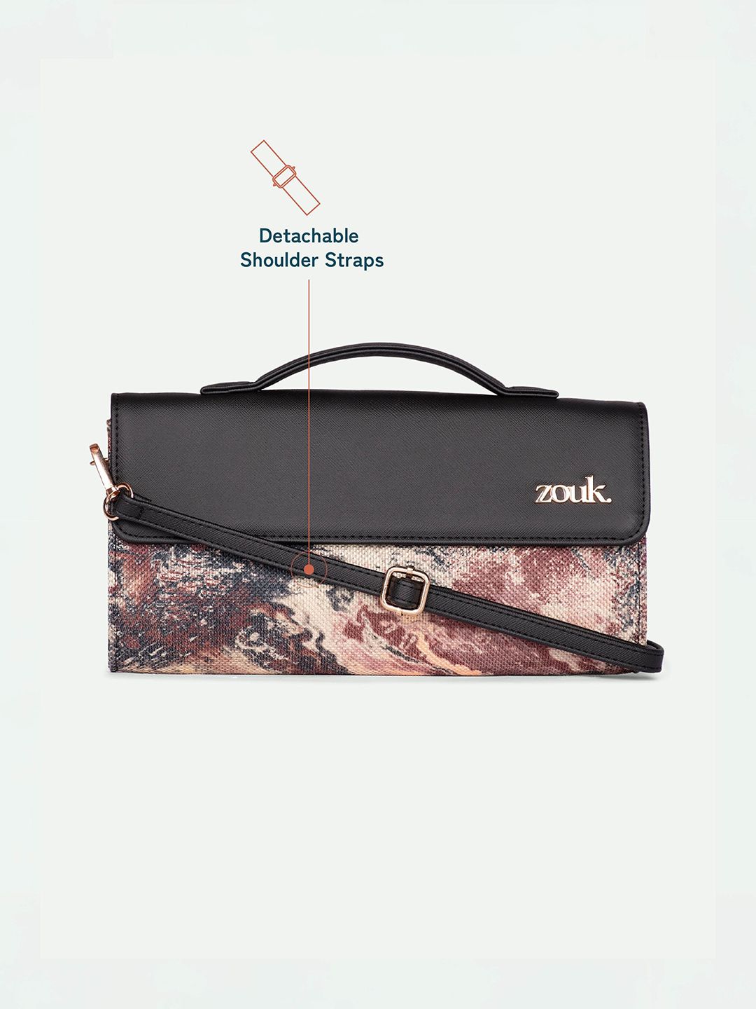 ZOUK Rhea Kapoor Malabar Cascades Textured Water Resistant Jute Envelope Clutch