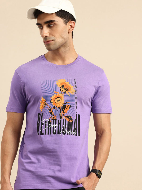 Menjadi t-shirt Cotton Slim Cotton yang dicetak bunga manusia