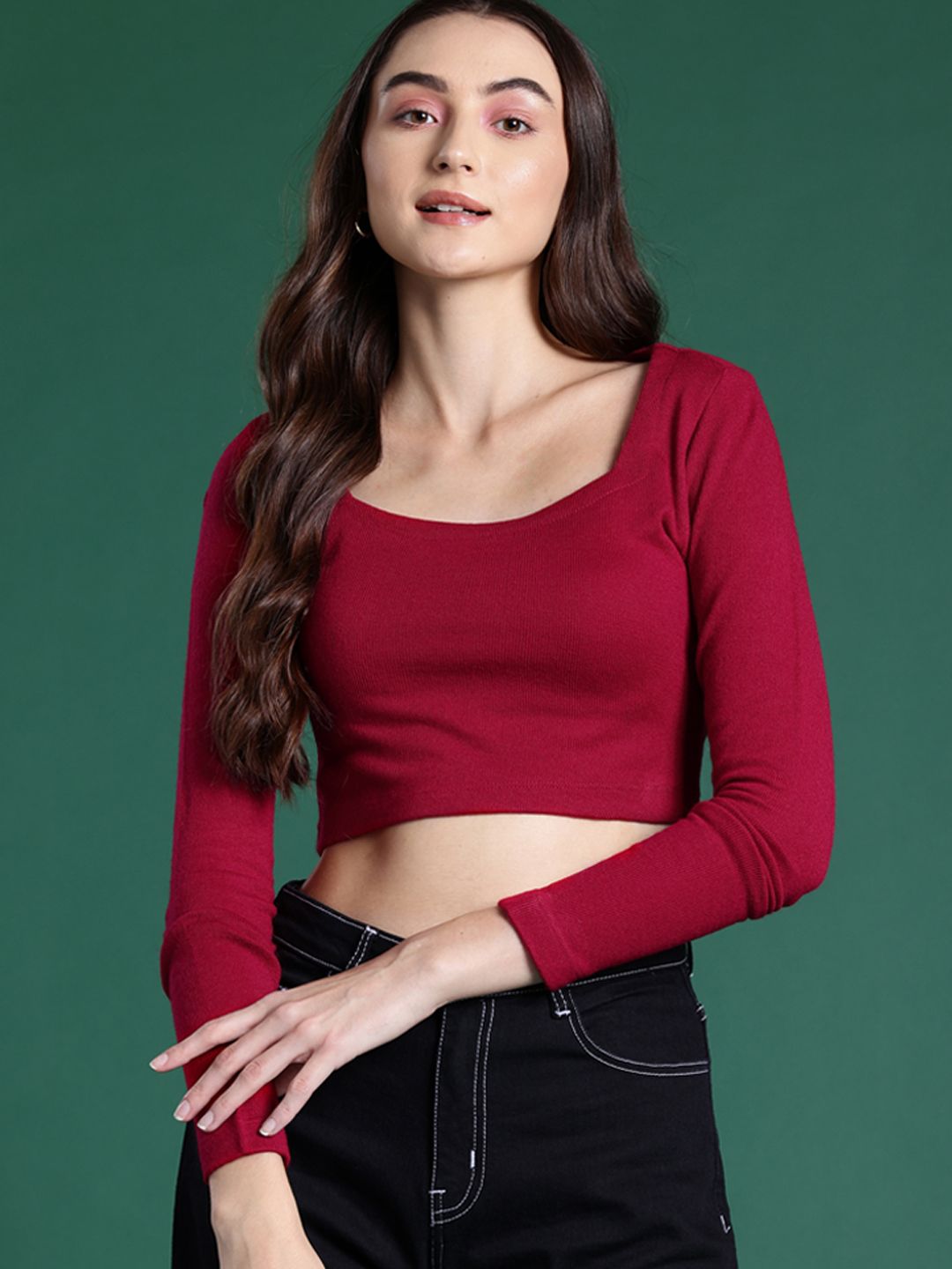 DressBerry Full Sleeves Winter Crop Top