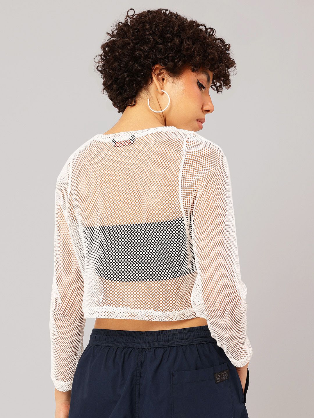 DressBerry Breezy Boxy Bliss Mesh Sensation Cotton Crop Top
