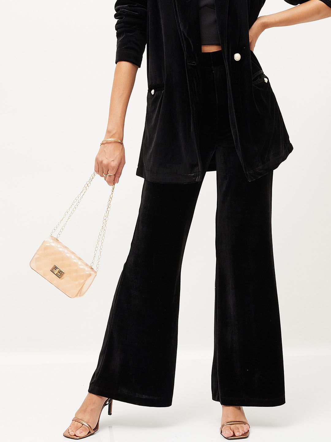 SASSAFRAS Women Black Mid-Rise Bootcut Trousers