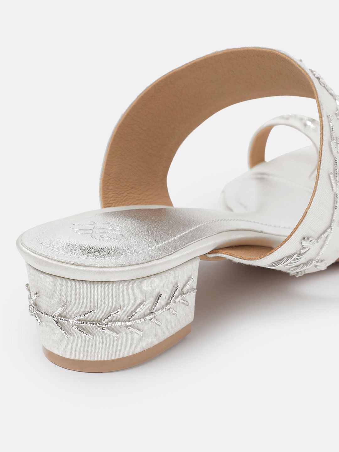 House of Pataudi Floral Embroidered Block Heels